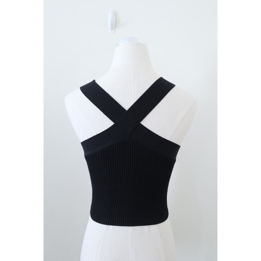 Aritzia Babaton Size XS Sculpt Knit Criss Cross Cropped Tank Black - Picture 5 of 9